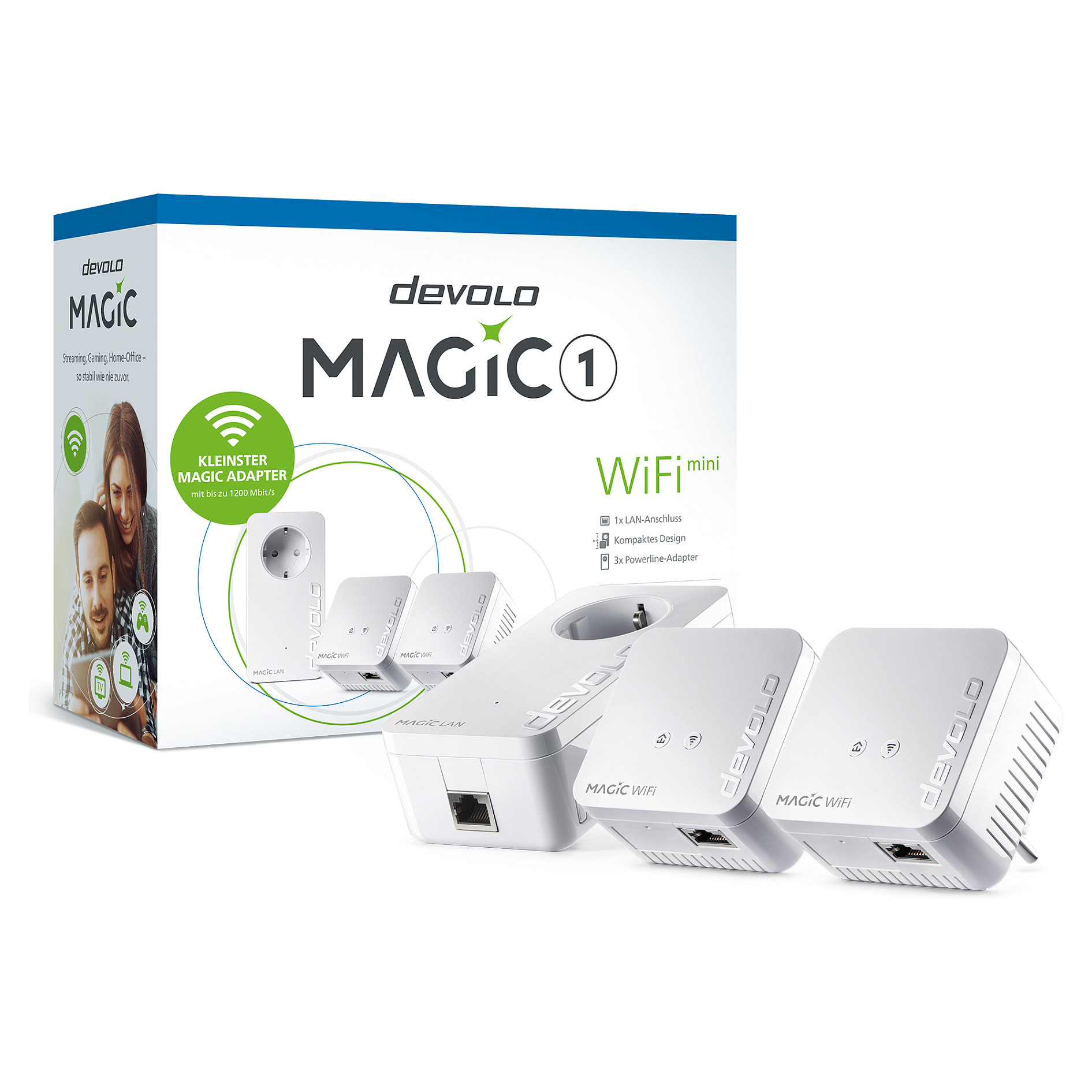Powerline adapter DEVOLO Magic 1 WiFi mini Multiroom Kit (1200Mbps, 3 adaptera)-0