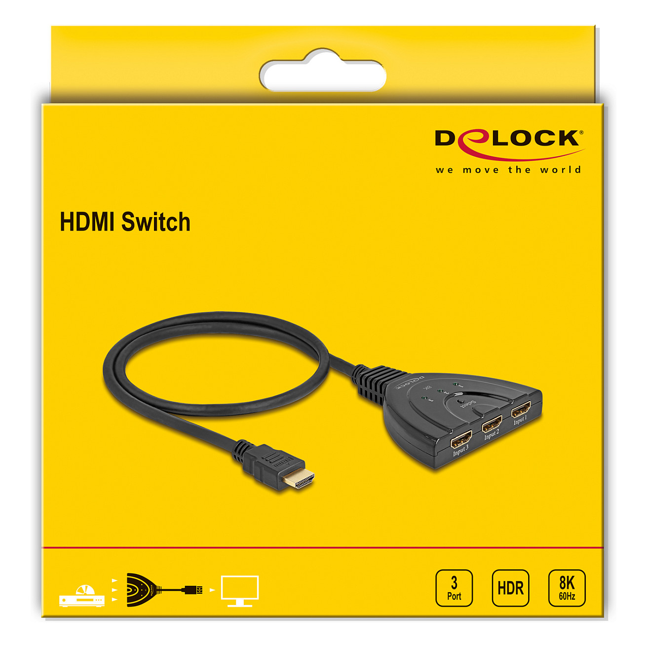 HDMI Switch DELOCK 18649 (3-portni, 8K 60Hz, 60cm kabel)-1