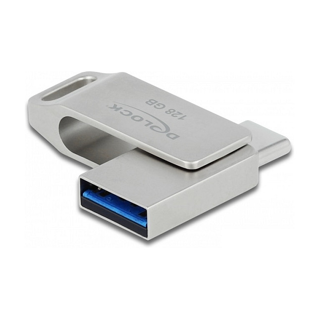 USB stick DELOCK 54076 (128GB, USB 3.2 Gen 1, USB-C/USB-A, metalni)