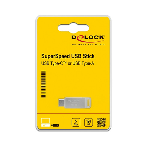 USB stick DELOCK 54076 (128GB, USB 3.2 Gen 1, USB-C/USB-A, metalni)-3