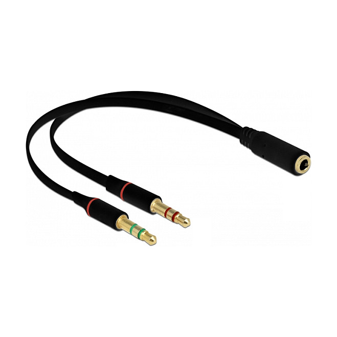 Adapter za slušalice DELOCK 65967 (1x 3.5mm 4-pin ženski na 2x 3.5mm 3-pin muški)