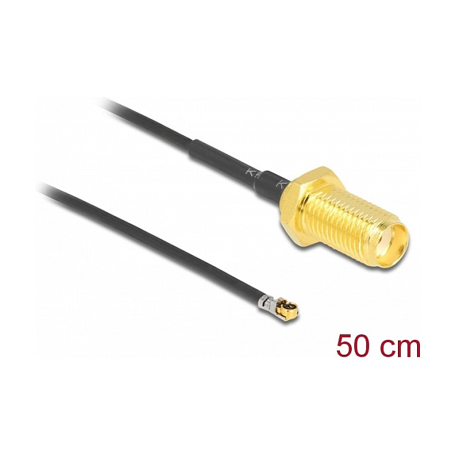 Pigtail kabel DELOCK SMA ženski na MHF 4L muški (50 cm, 1.37 mm, 10 mm navoj)-1
