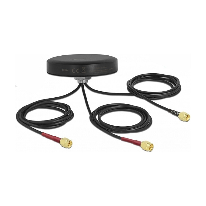 Vanjska antena DELOCK LTE MIMO Dualband WLAN (3x SMA, 1m kabel, vijčana montaža, crna)