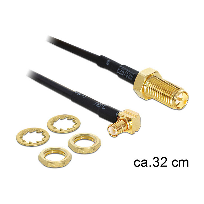 Antenski pigtail kabel DELOCK (RP-SMA ženski na MCX muški, 90°, 320mm)-0
