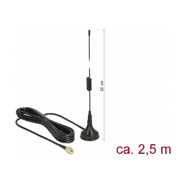 Antena DELOCK 89613 (GSM/UMTS/LTE, 2 dBi, SMA, 2.5m, vanjska)