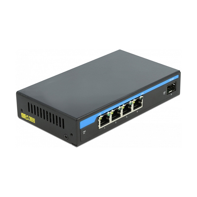 Mrežni Switch DELOCK Gigabit Ethernet (4x PoE Port, 1x SFP Port, Metalno kućište)