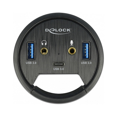 Ugradbeni USB hub DELOCK 62794 (1x USB-C, 2x USB-A, HD Audio, 5Gbps, za rupu Ø 60mm)-0
