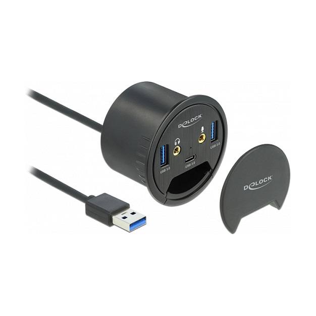Ugradbeni USB hub DELOCK 62794 (1x USB-C, 2x USB-A, HD Audio, 5Gbps, za rupu Ø 60mm)-1