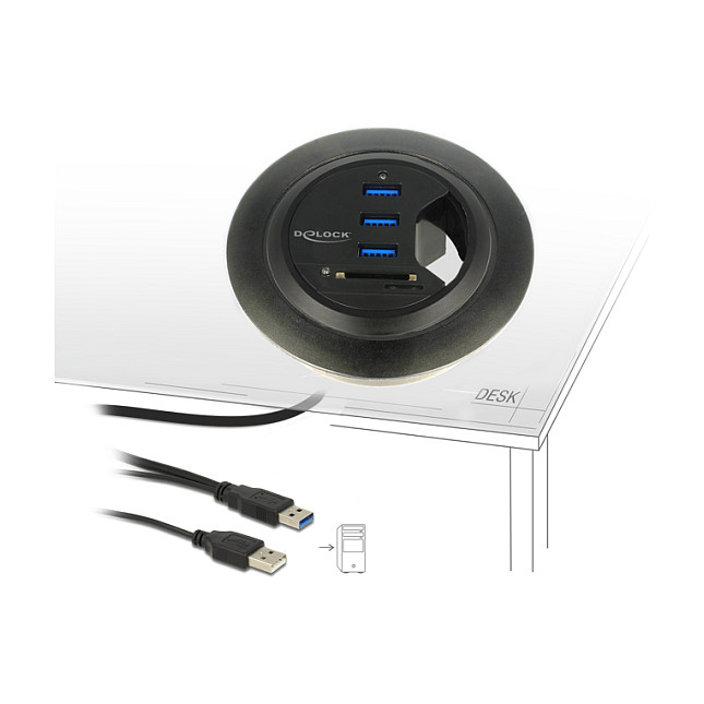 UGRADBENI HUB DELOCK 62869 (3x USB 3.0, čitač SD/Micro SD kartica)-1