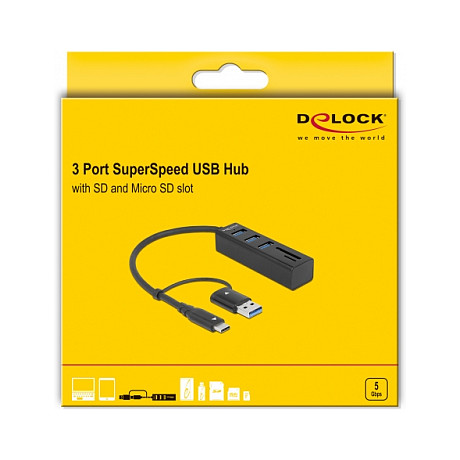 USB-C Hub i čitač kartica DELOCK 63859 (3x USB 3.2 Gen 1, SD/MicroSD, USB-C/USB-A)-1