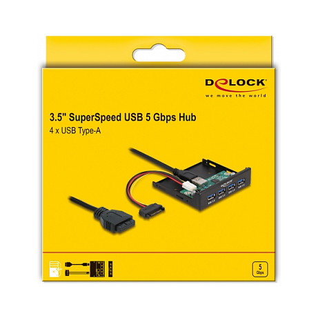 Interni USB Hub DELOCK za 3.5" utor (4x USB 3.2 Gen 1, SATA napajanje)-4