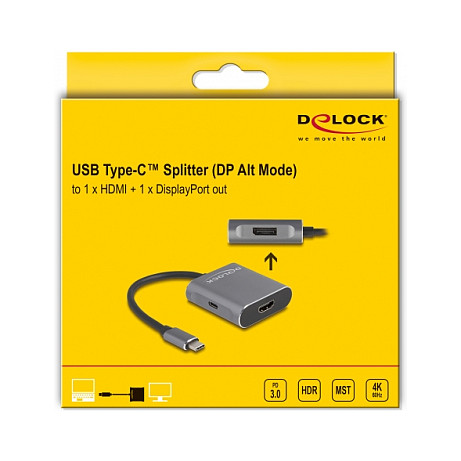 USB-C Splitter DELOCK na HDMI i DisplayPort (MST, 4K, PD 85W)-1