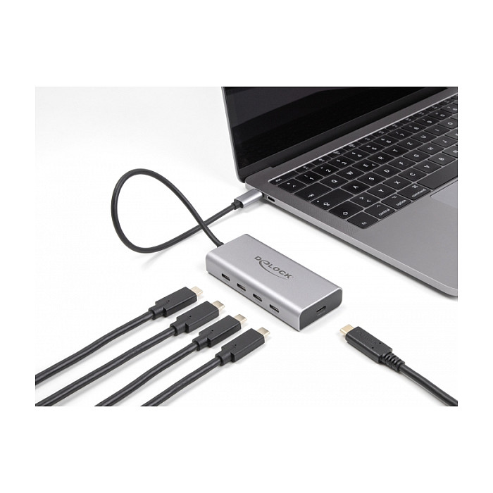 USB-C Hub DELOCK 5-portni (4x USB-C 10Gbps, 1x USB-C PD 85W)