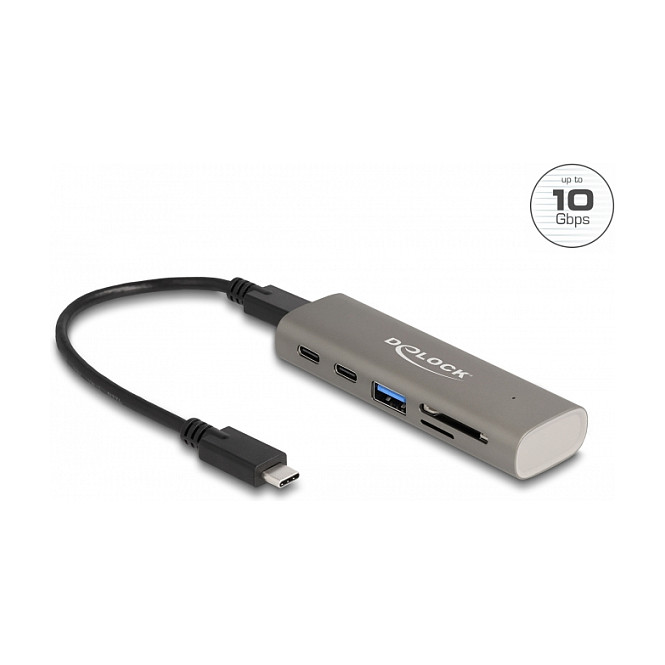 USB-C Hub s čitačem kartica DELOCK 64236 (3-portni, 10 Gbps, SD/MicroSD)-0
