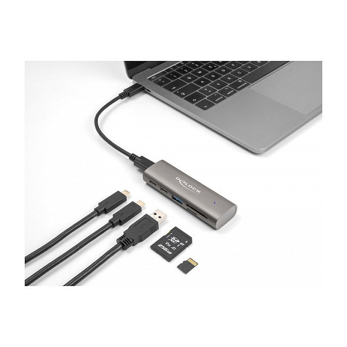 USB-C Hub s čitačem kartica DELOCK 64236 (3-portni, 10 Gbps, SD/MicroSD)-2