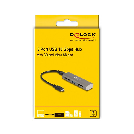 USB-C Hub s čitačem kartica DELOCK 64236 (3-portni, 10 Gbps, SD/MicroSD)-3