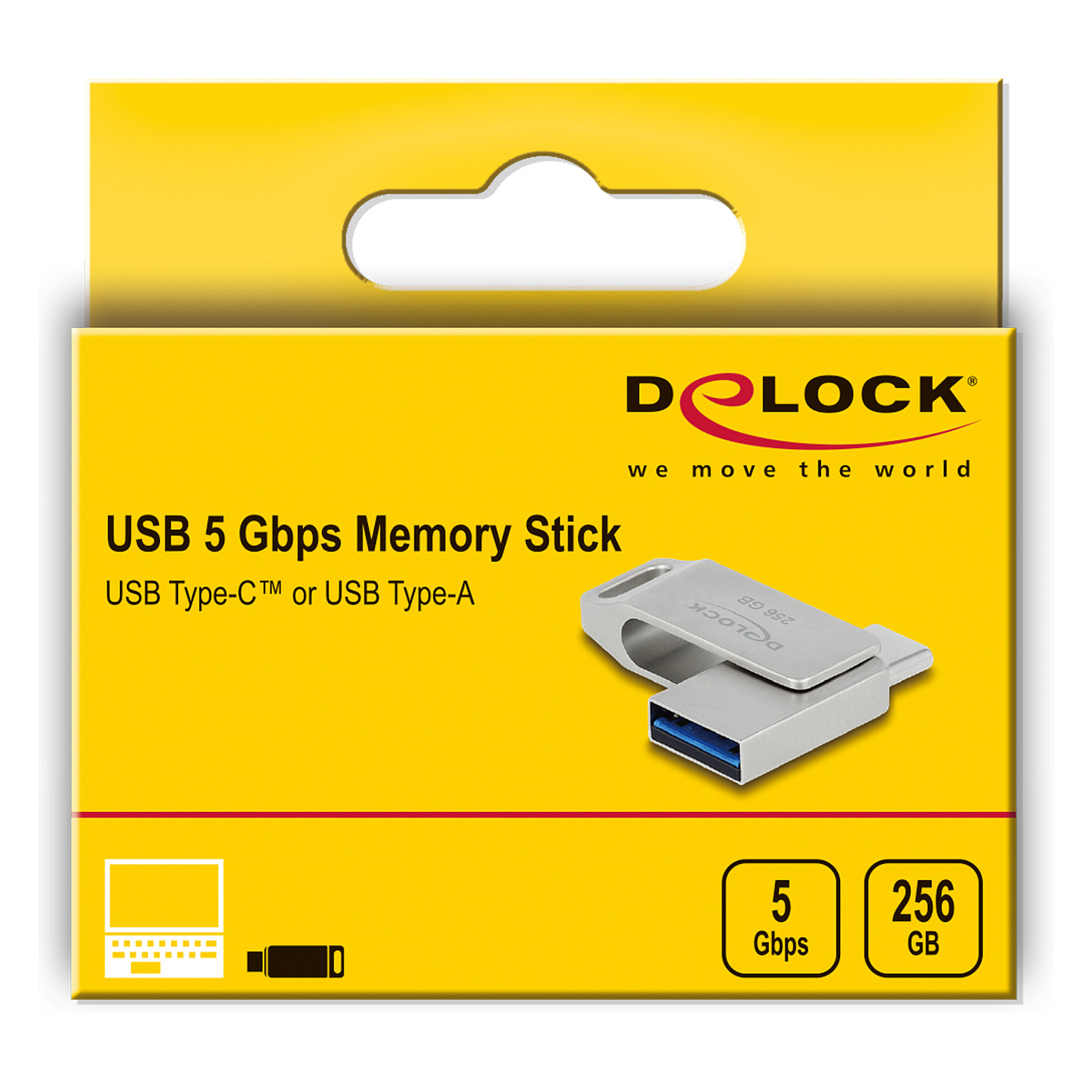 USB stick DELOCK USB-C + Type-A (256GB, 5Gbps, metalno kućište)-3