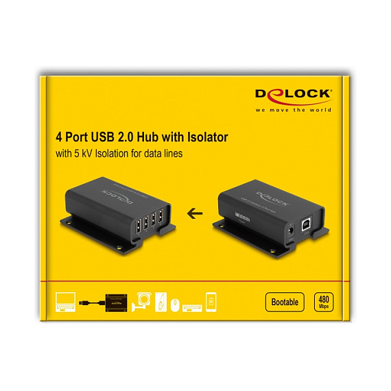 USB 2.0 Hub Izolator DELOCK 64226 (4-portni, 5 kV izolacija)-3
