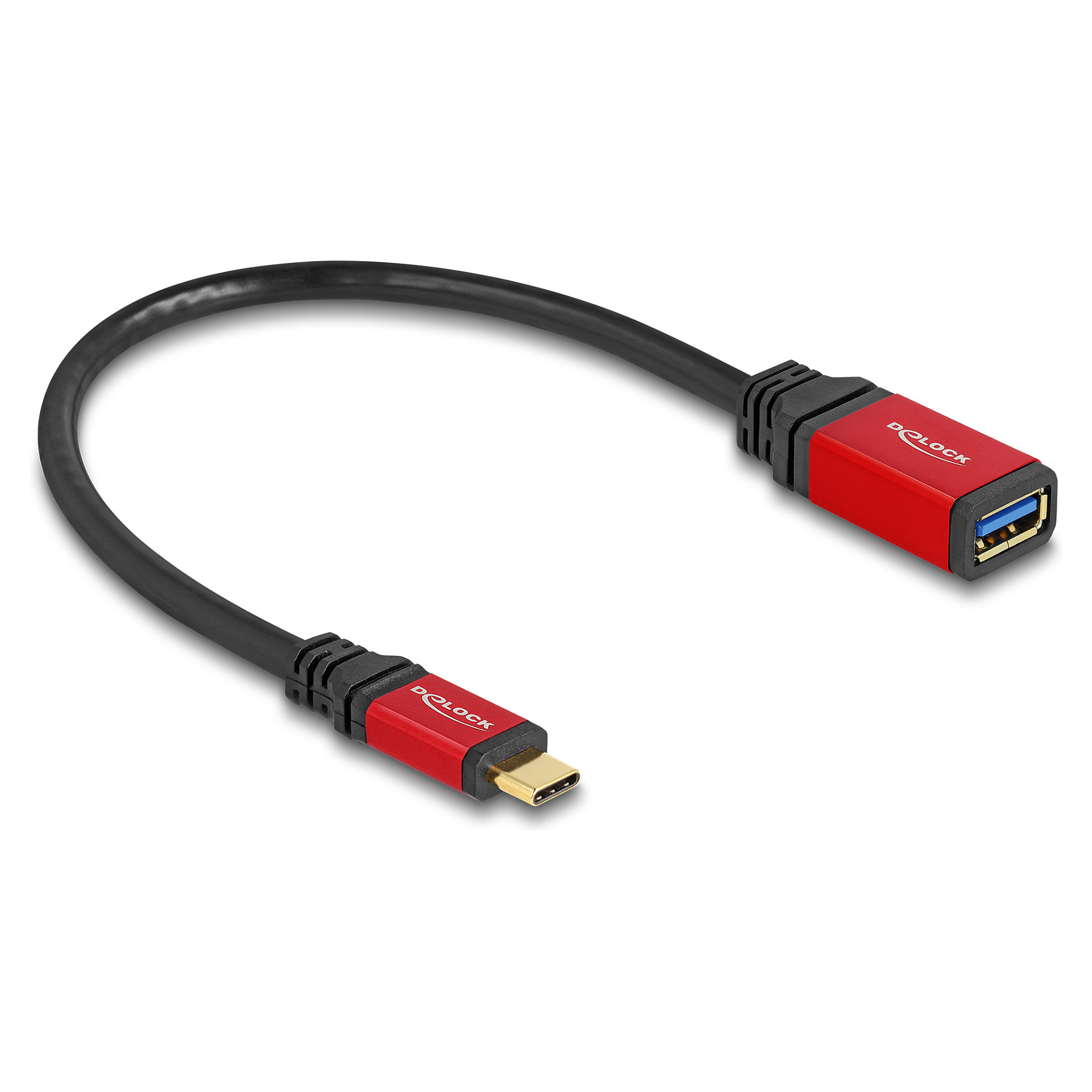 USB-C adapter DELOCK 60172 (USB-C (M) na USB-A (Ž), 10Gbps, 15cm, crveni)