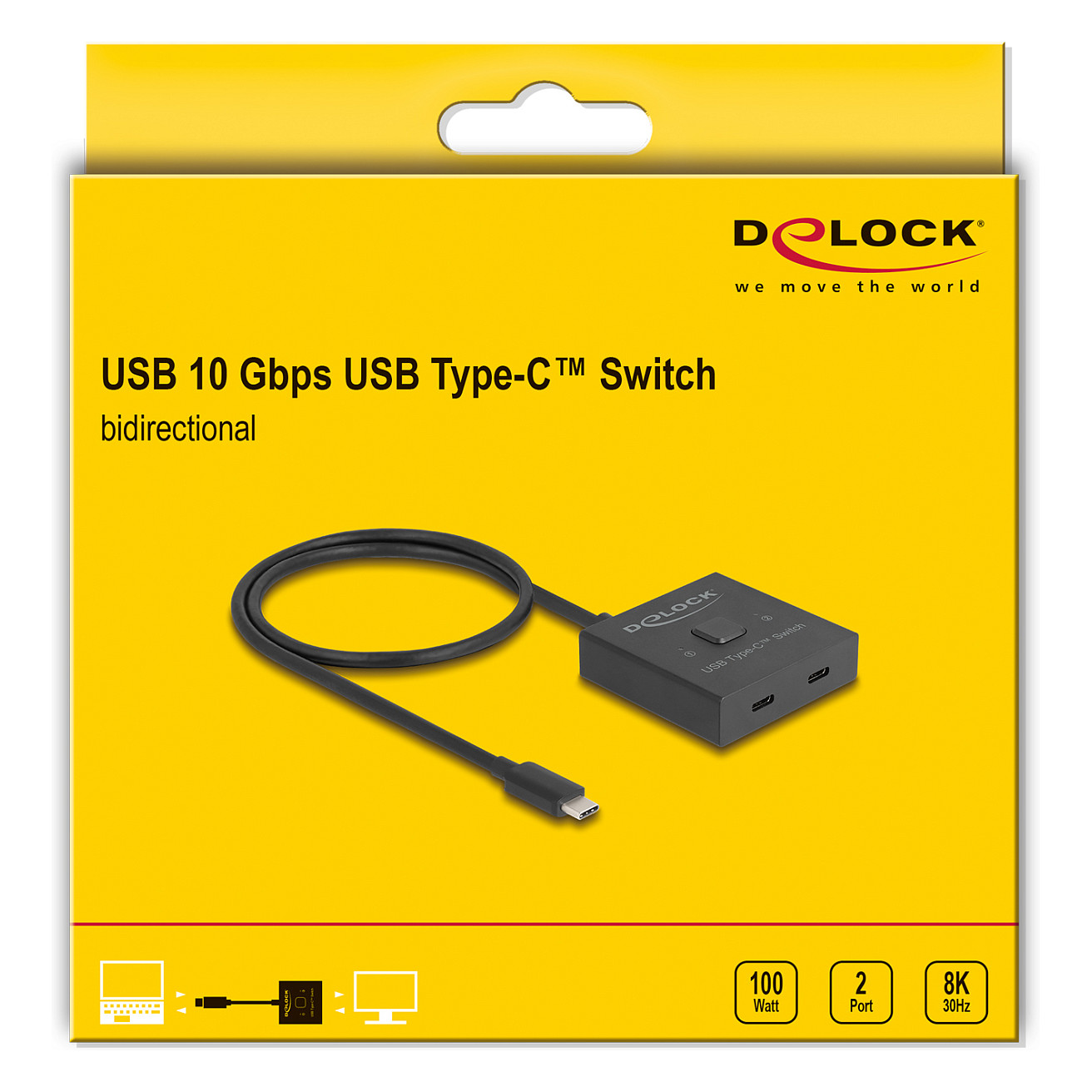 USB-C Switch DELOCK 18911 (2-u-1, 10Gbps, 8K 60Hz, dvosmjerni)-2