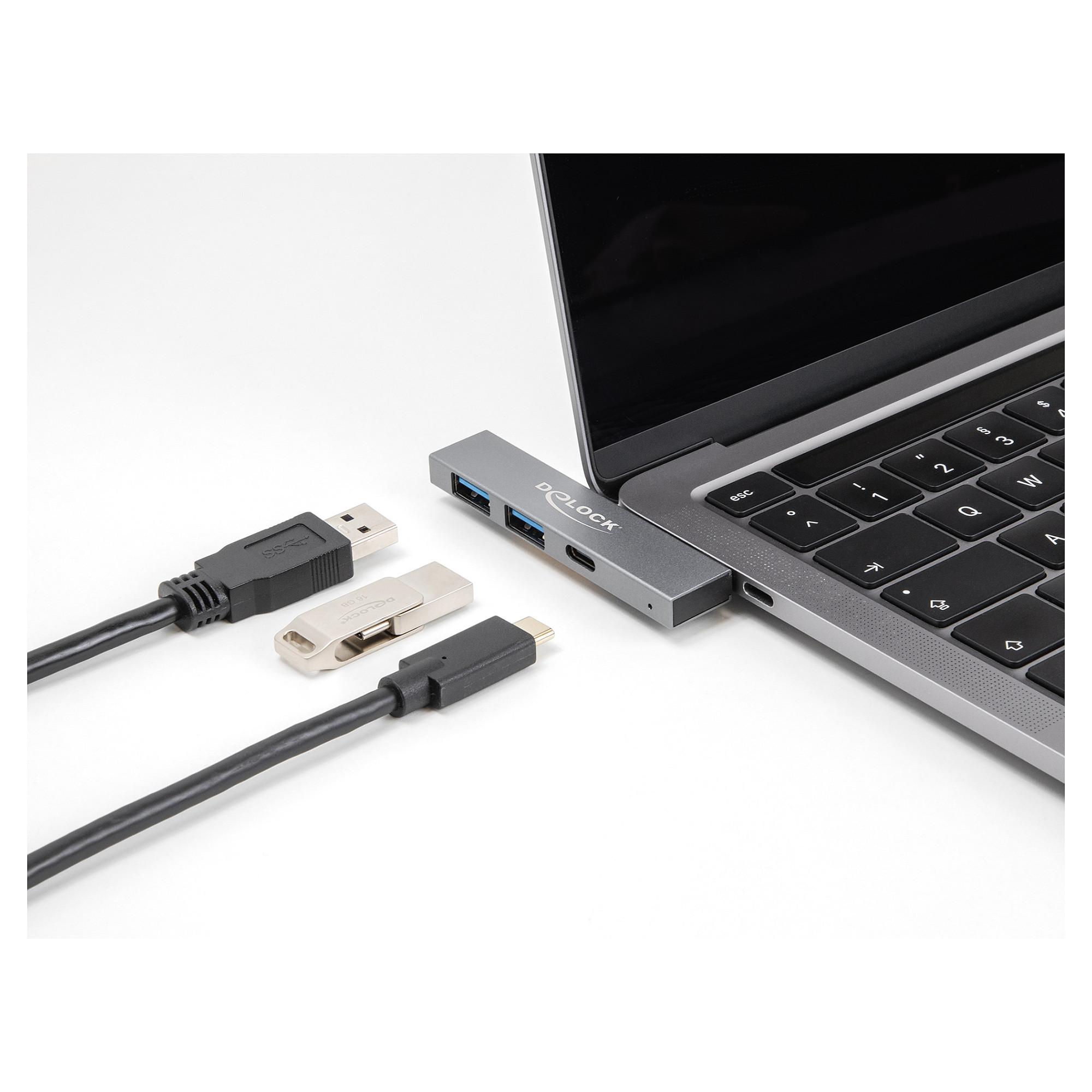USB-C Hub DELOCK Slim 3-portni (1x USB-C 5Gbps, 2x USB-A 5Gbps)-2