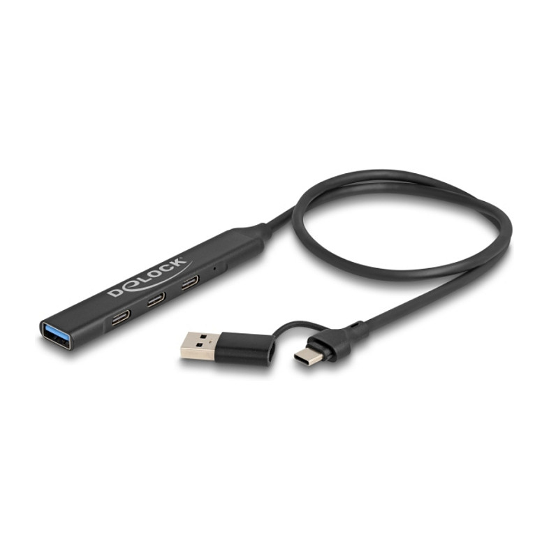 USB Hub DELOCK 64272 (4-portni, 3x USB-C, 1x USB-A, 5Gbps, USB-A/C konektor)