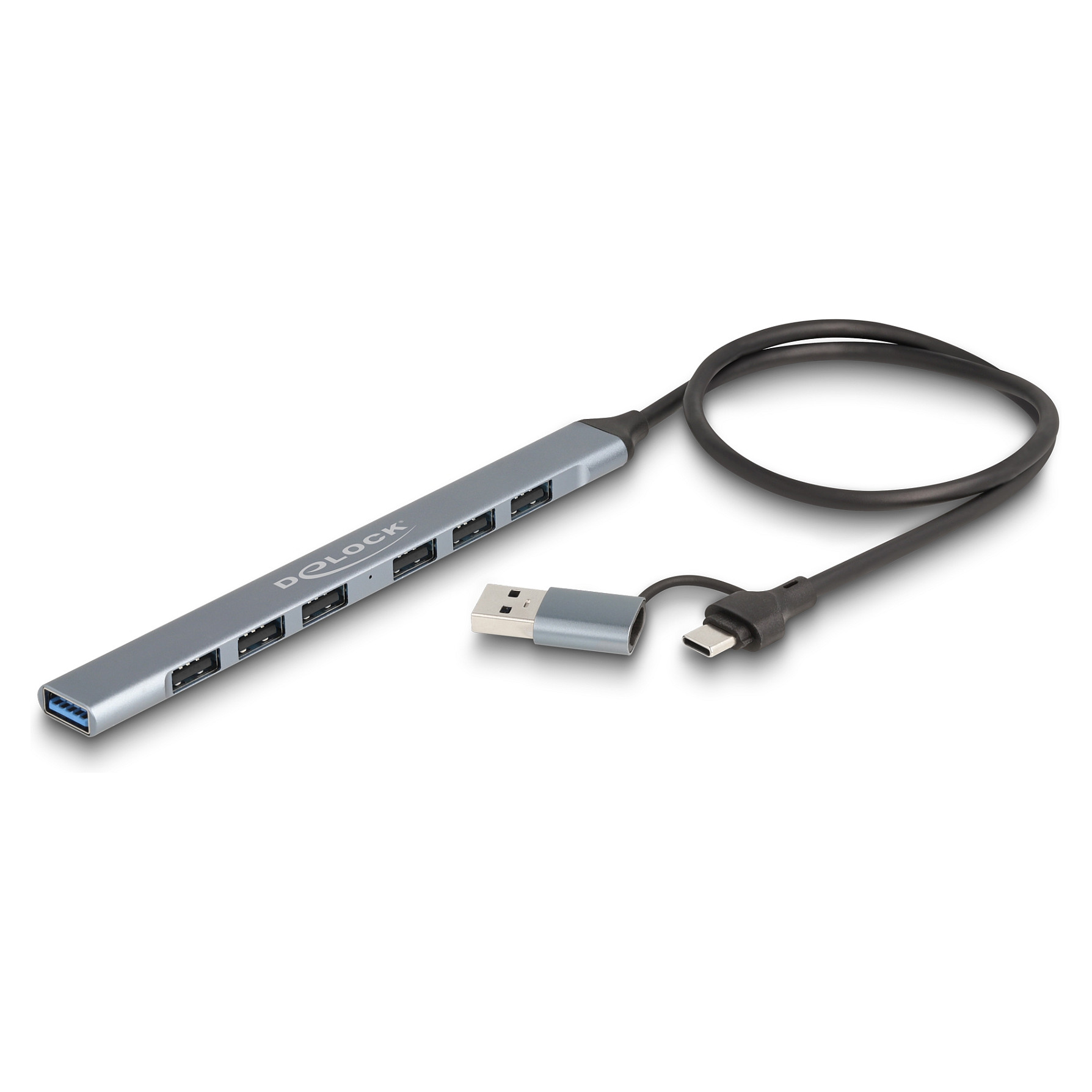 USB Hub DELOCK 7-portni Slim (1x USB 3.2, 6x USB 2.0, USB-C/USB-A priključak)