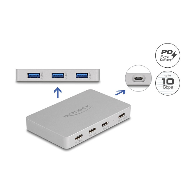 USB-C Hub DELOCK 7-portni (4x USB-C, 3x USB-A, PD 82W)-1
