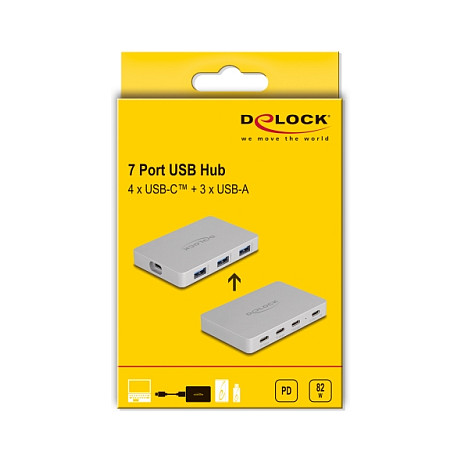 USB-C Hub DELOCK 7-portni (4x USB-C, 3x USB-A, PD 82W)-4