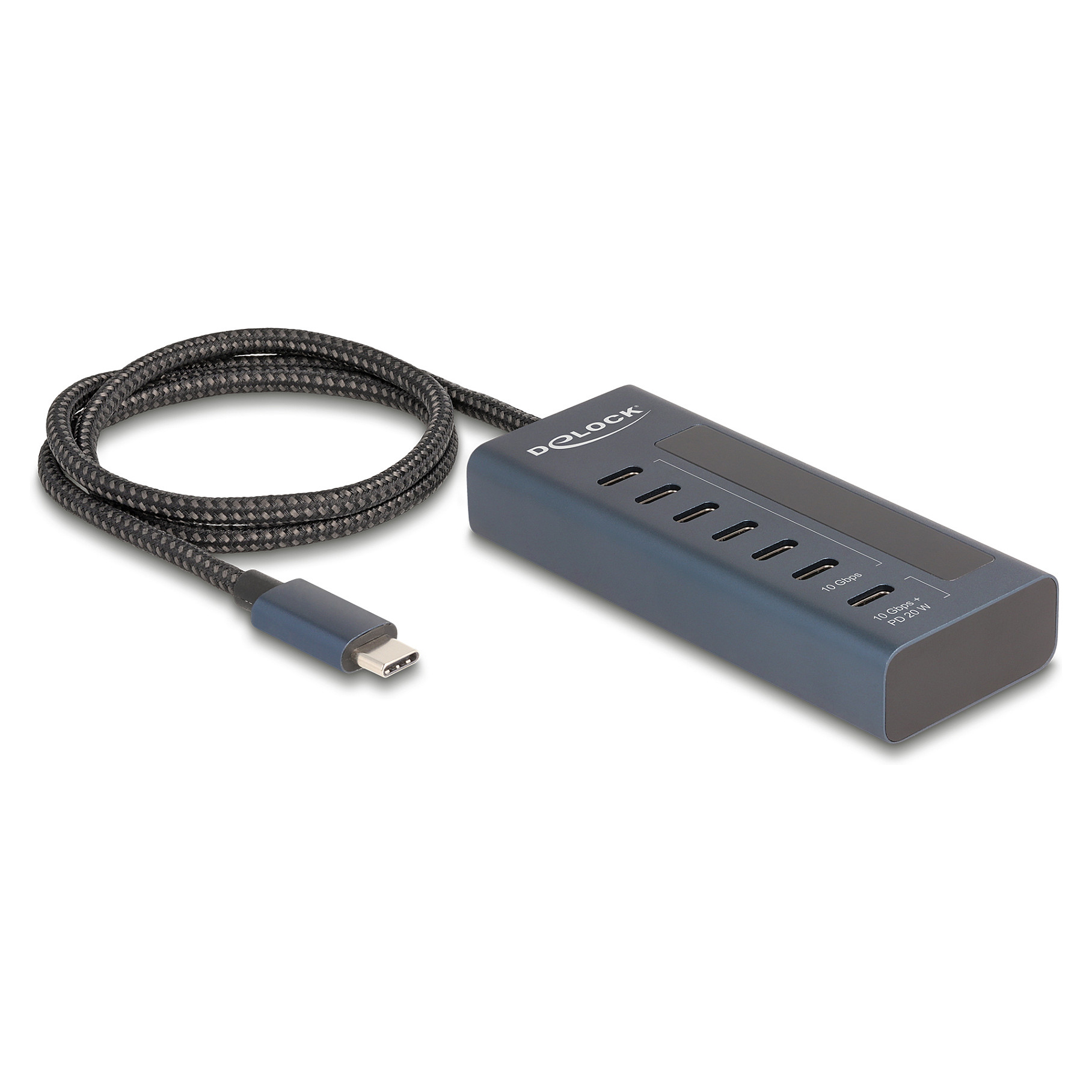 USB-C Hub DELOCK 7-portni (10 Gbps, 6x USB-C Data + 1x USB-C PD 20W, indikator napajanja)