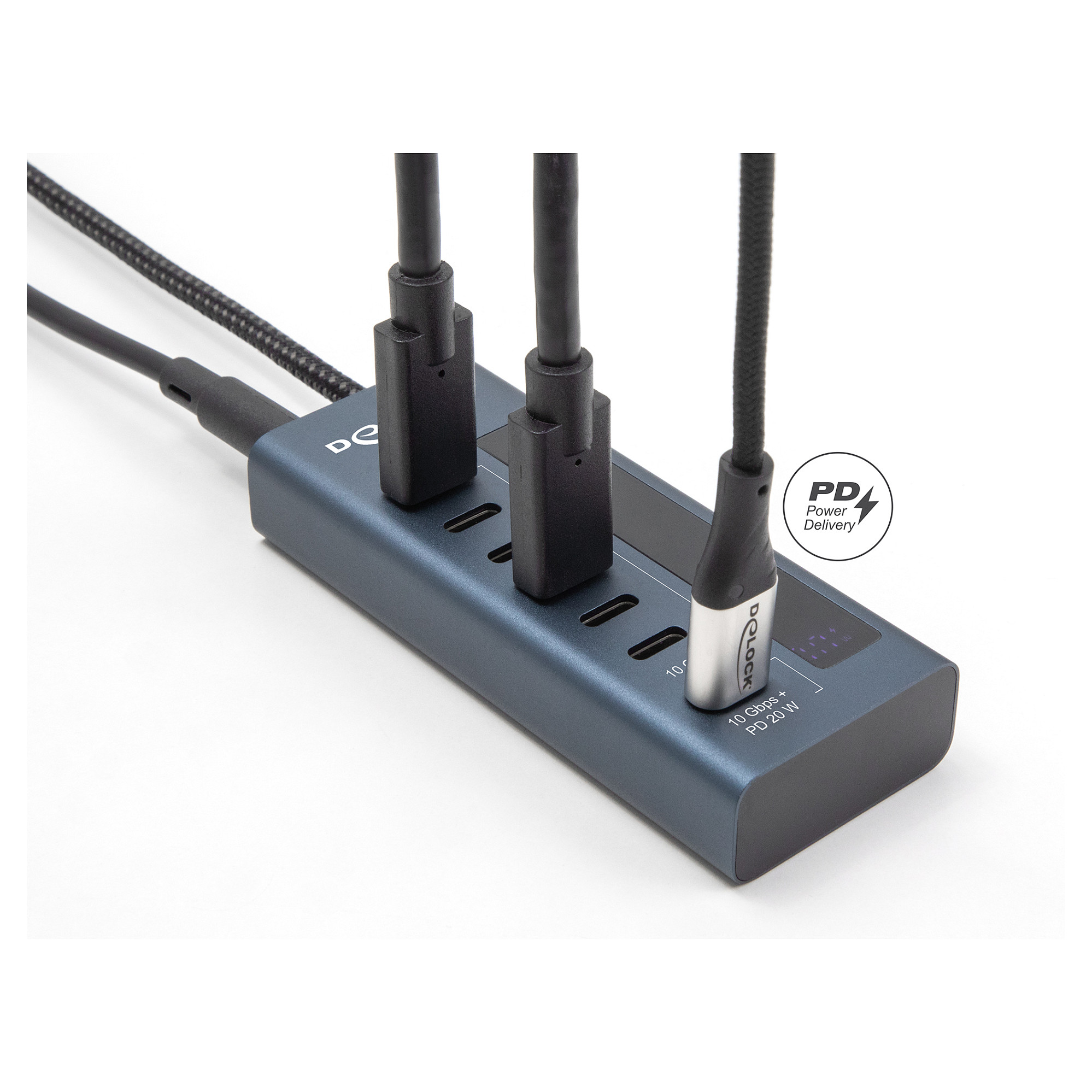 USB-C Hub DELOCK 7-portni (10 Gbps, 6x USB-C Data + 1x USB-C PD 20W, indikator napajanja)-2