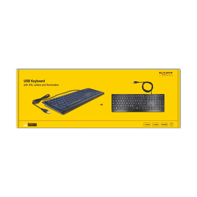 Tipkovnica DELOCK USB s XXL slovima i osvjetljenjem (1.5m, crna)-3