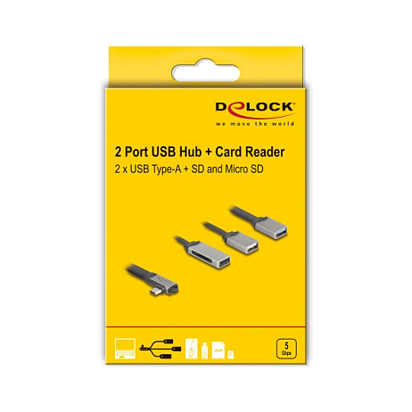 USB-C Hub DELOCK (2x USB, SD/Micro SD čitač kartica)-4