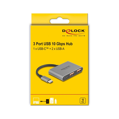 USB-C Hub DELOCK 64337 (3-port, 1x USB-C, 2x USB-A, 10Gbps)-3