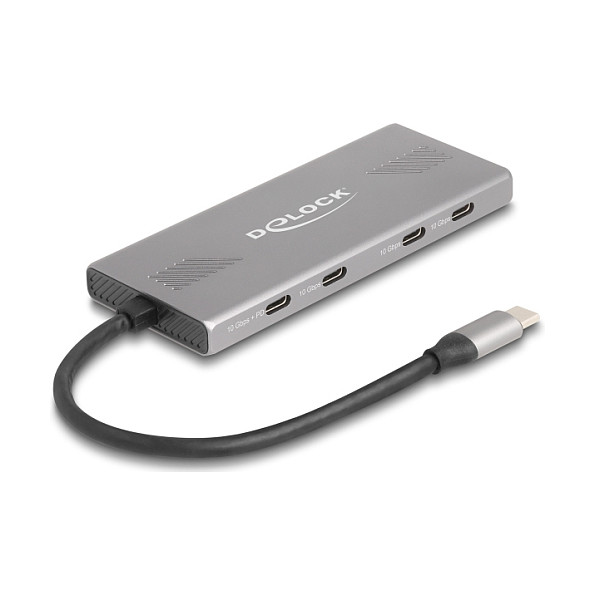 USB-C Hub DELOCK 64313 (7-portni, 10Gbps, 4x USB-C, 3x USB-A, PD 80W)
