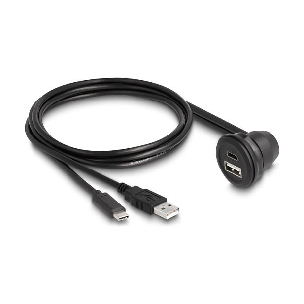 USB 2.0 ugradbeni produžni kabel DELOCK 88103 (USB-A/C (M) na USB-A/C (Ž), 1m, crni)-0