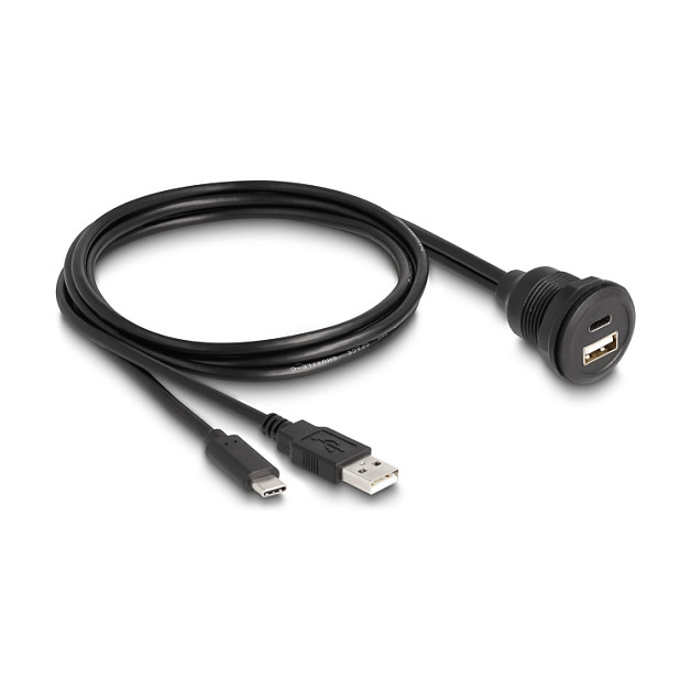 Ugradbeni USB kabel DELOCK 88102 (USB-A + USB-C (M) na USB-A + USB-C (Ž), 1m)-0