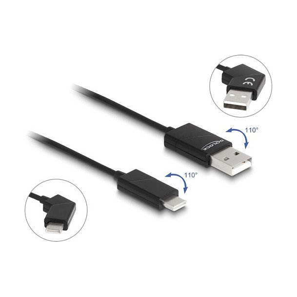 USB-C kabel DELOCK USB-A 2.0 na USB-C (rotirajući konektori, 60W, 1.2m)-1