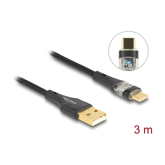 USB-C kabel DELOCK 80762 (USB-A na USB-C, 2.0, 60W, 3m, prozirni)-1