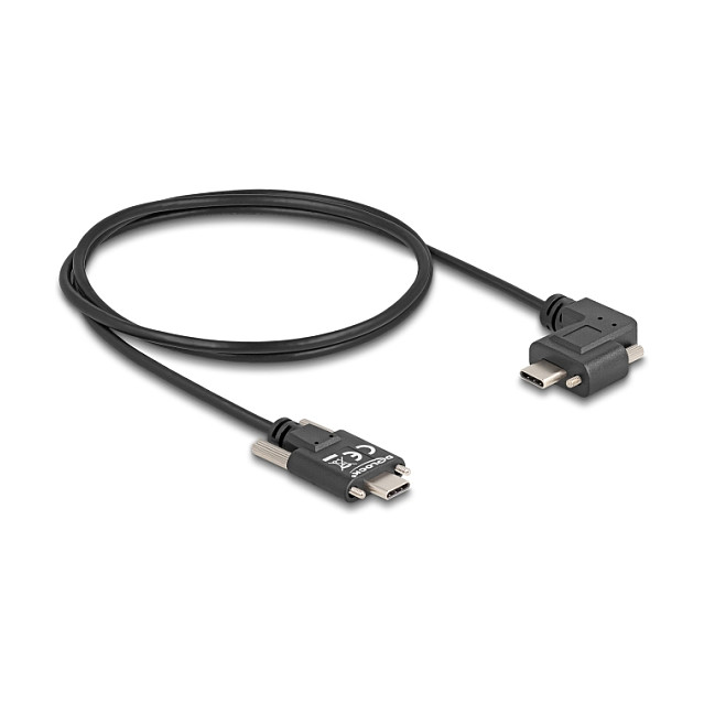 USB-C kabel DELOCK s vijcima (USB 2.0, PD 3.0 60W, kutni konektor, 1m)