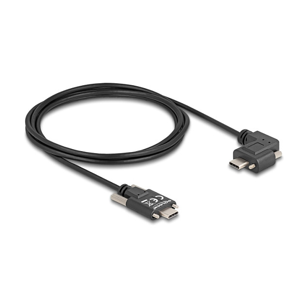 USB-C kabel DELOCK 80957 (USB-C na USB-C, s vijcima, kutni, PD 60W, 2m)