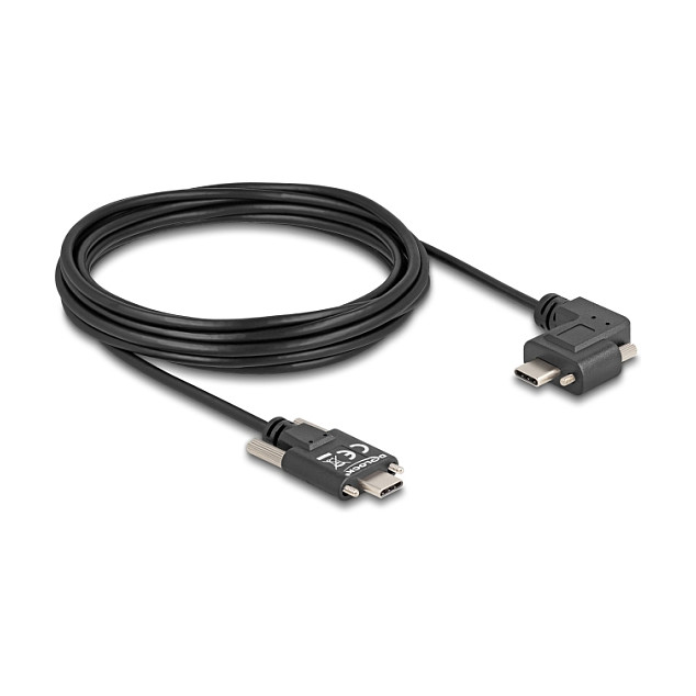 USB-C kabel DELOCK (USB-C na USB-C s vijcima, kutni konektor, PD 3.0, 60W, 5m)