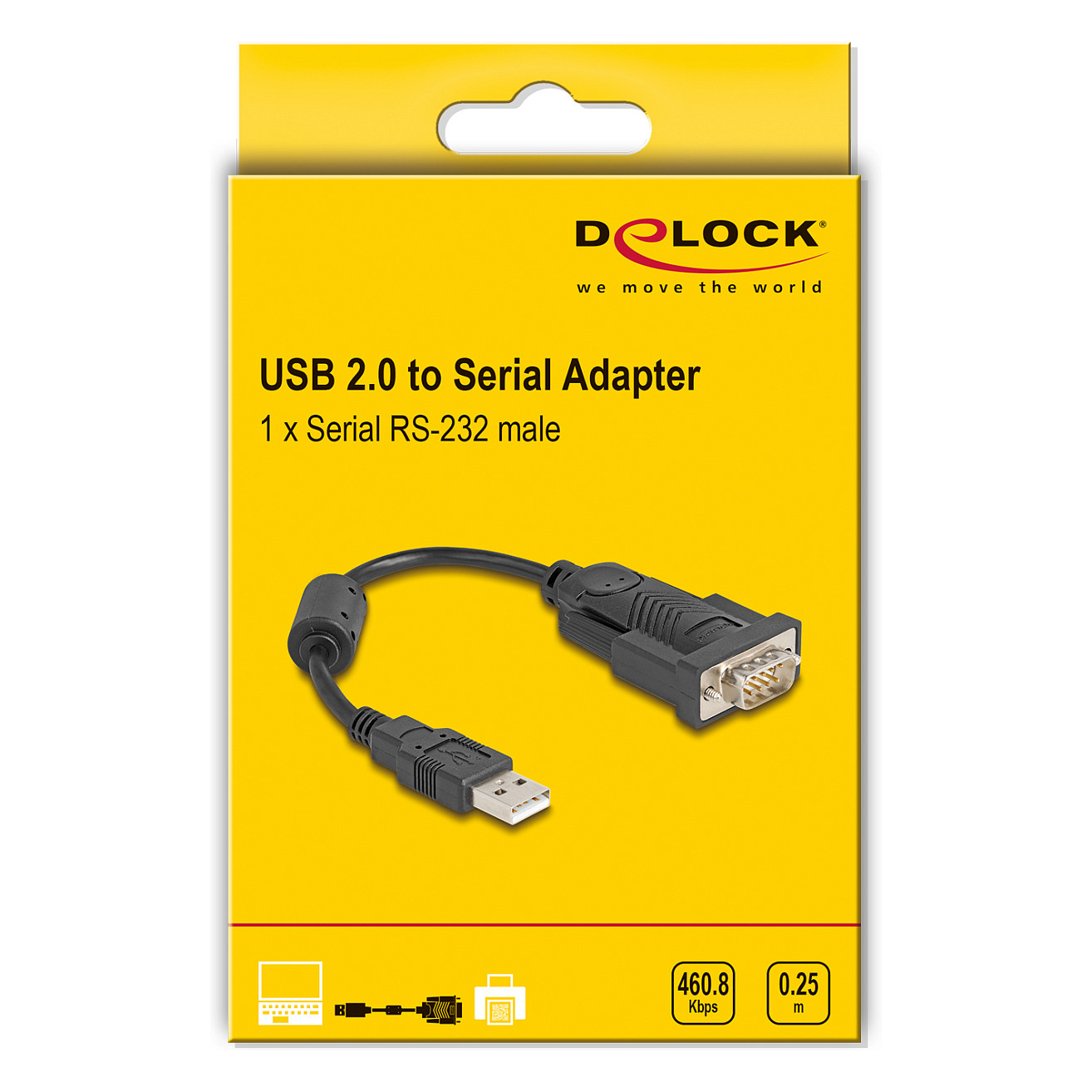 Adapter DELOCK USB 2.0 na Serijski RS-232 DB9 (USB-A M na DB9 M, 0.25m)-1