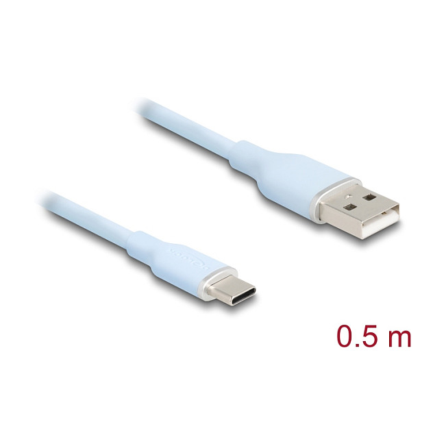 USB-C kabel DELOCK 81221 (USB-A na USB-C, 2.0, 0.5m, silikonski, plavi)-1