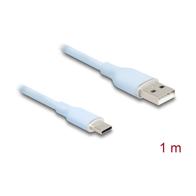 USB-C kabel DELOCK 81222 (USB-A na USB-C, 2.0, 1m, silikonski, plavi)-1