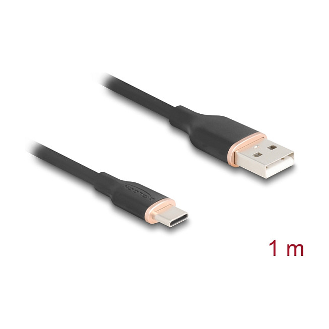 USB-C kabel DELOCK 81226 (USB-A na USB-C, 2.0, 1m, silikonski, crni)-1