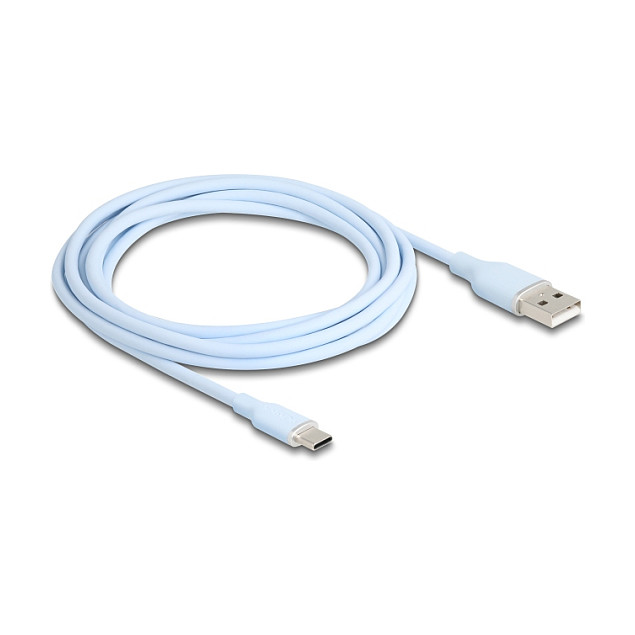USB-C kabel DELOCK 81223 (USB-A na USB-C, 2.0, 2.5m, silikonski, plavi)