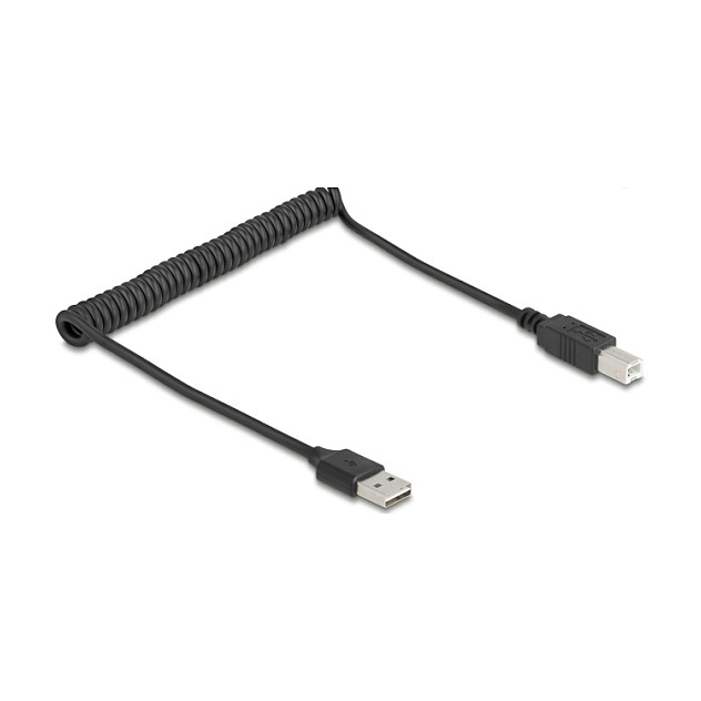 Spiralni USB kabel DELOCK EASY-USB 2.0 (USB-A na USB-B, 23-60 cm)