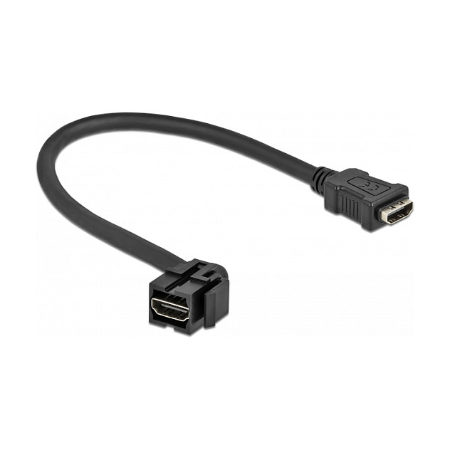 Keystone modul DELOCK HDMI na HDMI (ženski/ženski, 110°, s kabelom, crni)