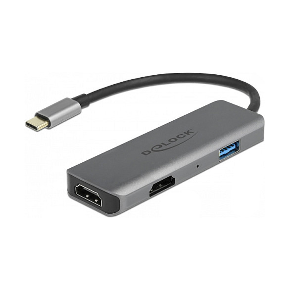 Adapter DELOCK USB-C na Dual HDMI (4K 60Hz, USB-A, Power Delivery)-0